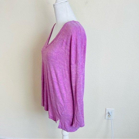 Lou & Grey Pink Mauve Heathered V-Neck Long Sleeve Knit Blouse Top - Picture 4 of 7